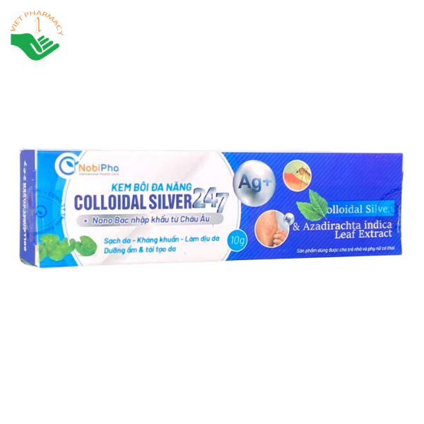 Kem bôi Colloidal Silver 247 Nobiphar kháng khuẩn, làm dịu kích ứng và bảo vệ da (Hộp 1 tuýp 10g) - Ảnh 2