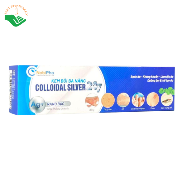 Kem bôi Colloidal Silver 247 Nobiphar kháng khuẩn, làm dịu kích ứng và bảo vệ da (Hộp 1 tuýp 10g) - Ảnh 3