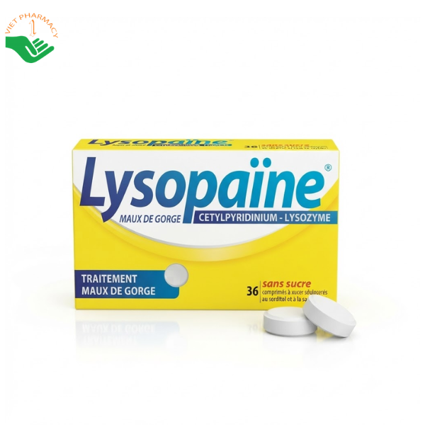 Thuốc ngậm trị đau họng Lysopaine hỗ trợ kháng khuẩn vòm họng (Hộp 3 vỉ x 12 viên)