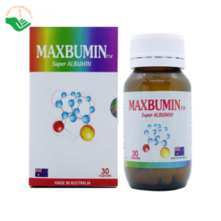 Viên uống Maxbumin TM Super Albumin bổ sung Albumin, acid amin, hỗ trợ phục hồi sức khỏe và chức năng gan (Hộp 1 lọ 30 viên)