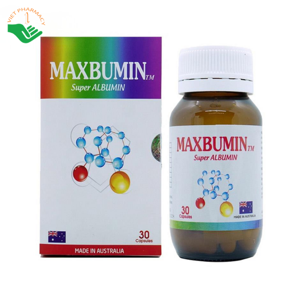 Viên uống Maxbumin TM Super Albumin bổ sung Albumin, acid amin, hỗ trợ phục hồi sức khỏe và chức năng gan (Hộp 1 lọ 30 viên)