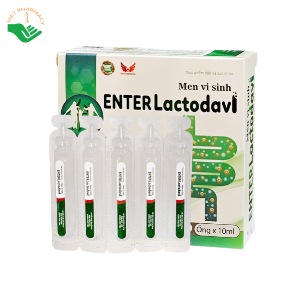 Men vi sinh Enter Lactodavi bổ sung lợi khuẩn, hỗ trợ giảm rối loạn tiêu hóa (Hộp 10 ống x 10ml)