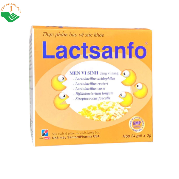 Men vi sinh Lactsanfo Dược Phẩm Sanfo bổ sung lợi khuẩn, hỗ trợ cân bằng hệ vi sinh và cải thiện rối loạn tiêu hóa (Hộp 24 gói x 3g)