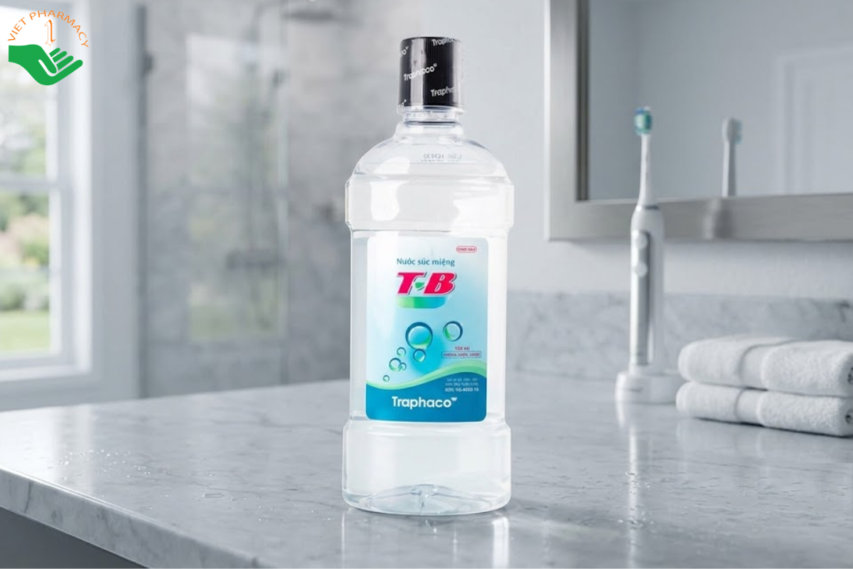 Nước súc miệng T-B Traphaco hỗ trợ vệ sinh răng miệng, ngừa sâu răng và hôi miệng (Chai 500ml)