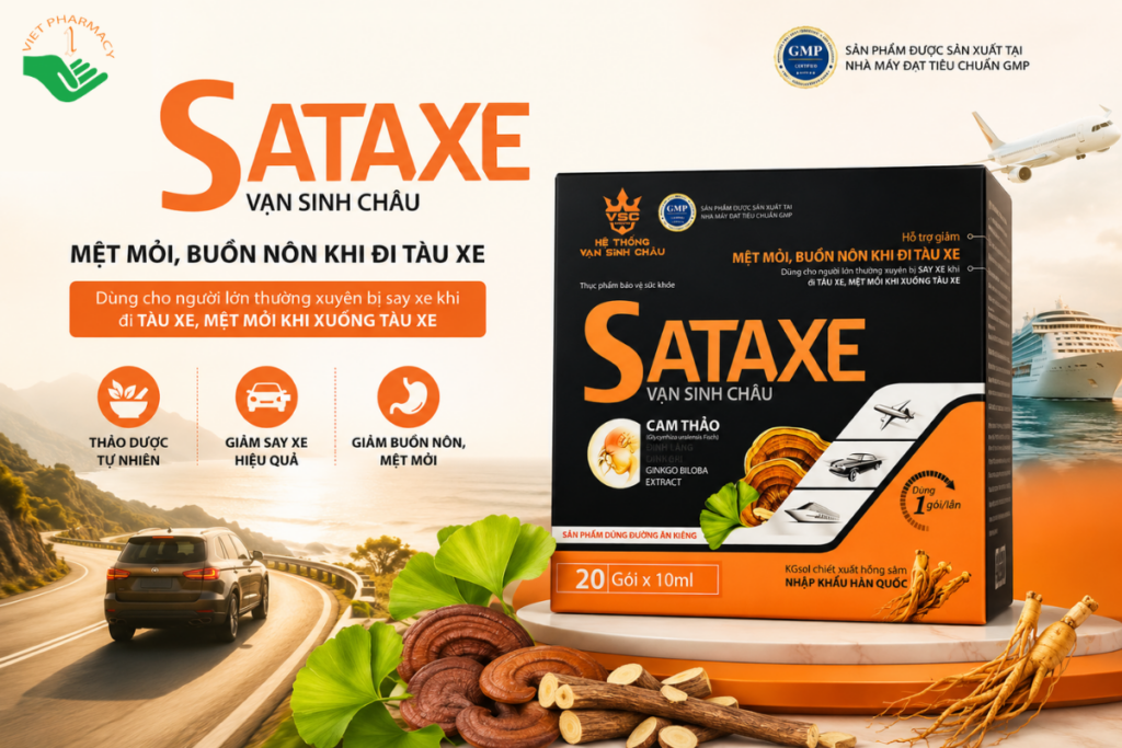 Nước uống hỗ trợ giảm say tàu xe SATAXE Vạn Sinh Châu