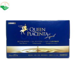Nước uống nhau thai ngựa Queen Placenta Orihiro hỗ trợ chăm sóc da, bổ sung collagen và dưỡng chất (Hộp 10 chai x 30ml)