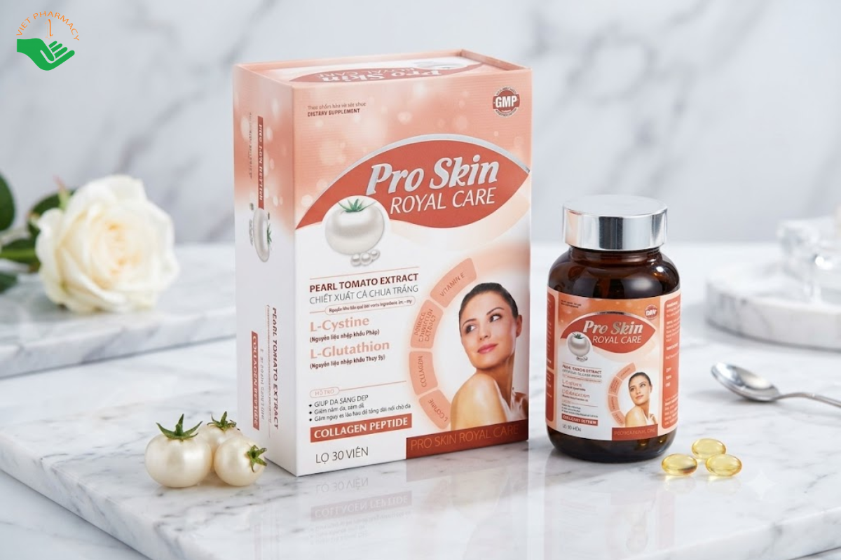 Pro Skin Royal Care Long Vương hỗ trợ chống oxy hóa, làm chậm lão hóa, giúp da sáng đều màu, (Hộp 30 viên)