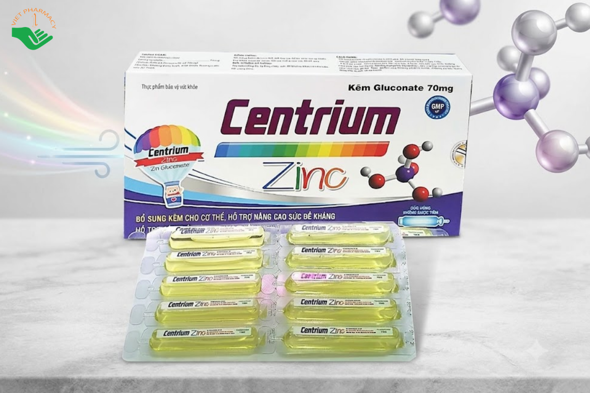 Siro Centrium Zinc bổ sung kẽm, hỗ trợ ăn ngon và tăng sức đề kháng (Hộp 20 ống x 10 ml)