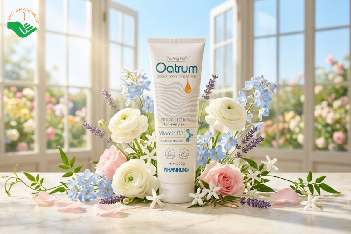 Sữa dưỡng thể Oatrum Body Lotion Vitamin B3 & Chiết Xuất Dâu Tằm Nhân Hưng (Tuýp 250g)