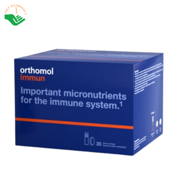Thực phẩm bảo vệ sức khỏe Orthomol Immun bổ sung vitamin và hỗ trợ tăng cường sức đề kháng (Hộp 30 ống)