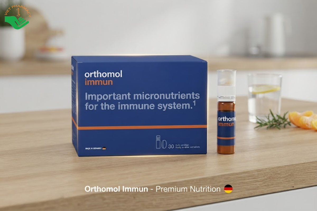 Thực phẩm bảo vệ sức khỏe Orthomol Immun bổ sung vitamin và hỗ trợ tăng cường sức đề kháng (Hộp 30 ống)