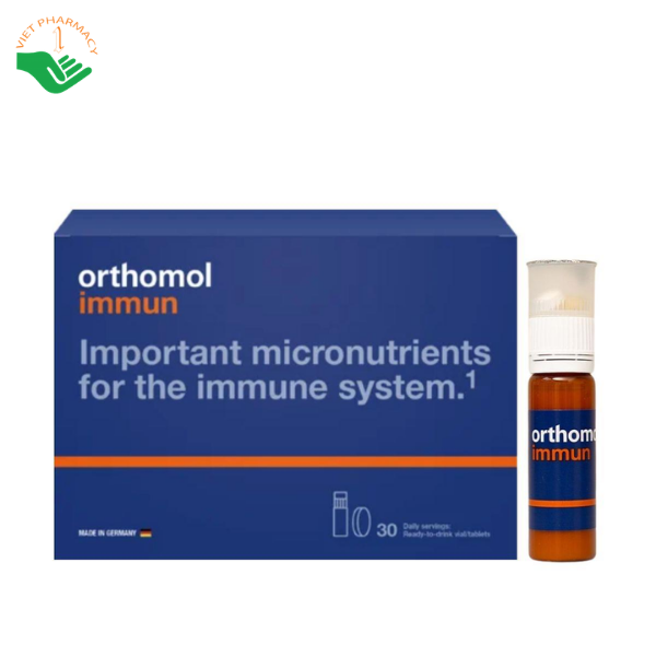 Thực phẩm bảo vệ sức khỏe Orthomol Immun bổ sung vitamin và hỗ trợ tăng cường sức đề kháng (Hộp 30 ống)