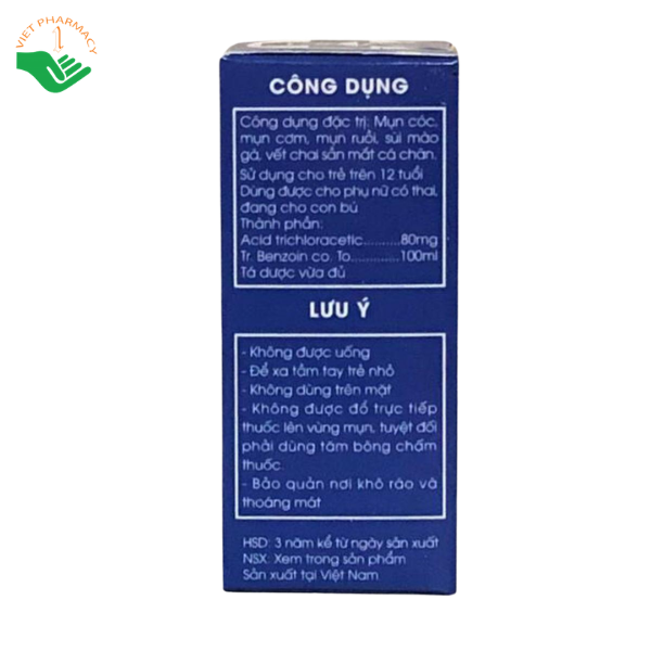 Thuốc Acid Trichloracetic 80% Bệnh viện Da liễu TP Hồ Chí Minh điều trị mụn cóc, mụn cơm, vết chai sần (Lọ 15ml) - Ảnh 3
