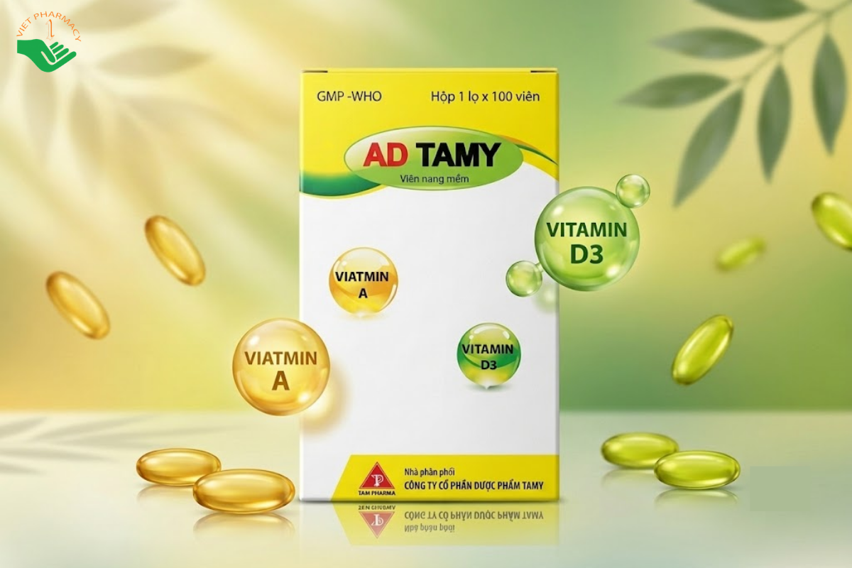 Thuốc AD Tamy bổ sung vitamin A và D3 (Hộp 100 viên)