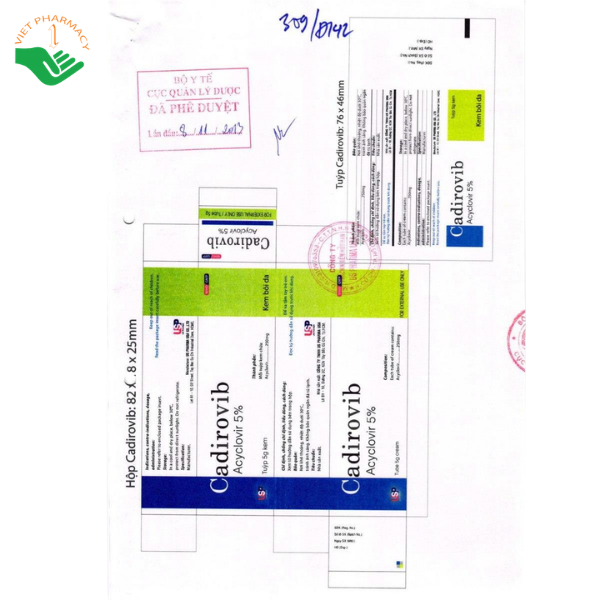 Thuốc bôi Cadirovib 5% US Pharma USA điều trị nhiễm virus Herpes simplex ở da và niêm mạc (Tuýp 5g) - Ảnh 5