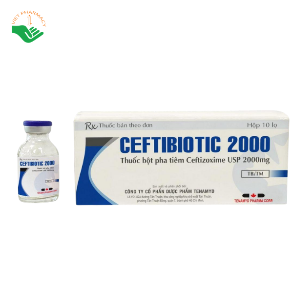 Thuốc bột pha tiêm Ceftibiotic 2000 Tenamyd (Hộp 10 lọ)