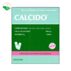 Thuốc Calcido Hataphar Hỗ Trợ Điều Trị Và Dự Phòng Loãng Xương (Hộp 10 vỉ x 10 viên)