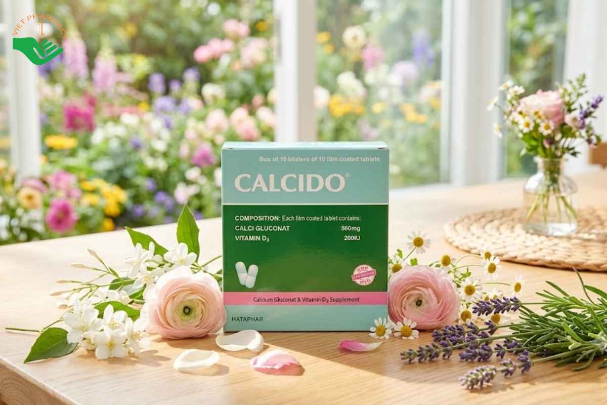 Thuốc Calcido Hataphar Hỗ Trợ Điều Trị Và Dự Phòng Loãng Xương (Hộp 10 vỉ x 10 viên)