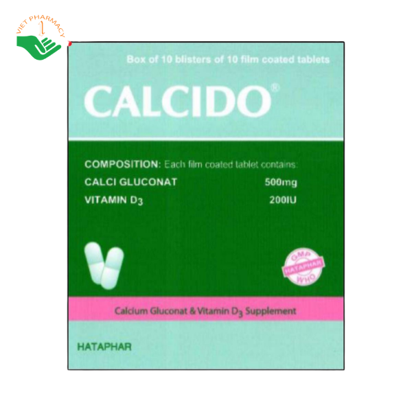 Thuốc Calcido Hataphar Hỗ Trợ Điều Trị Và Dự Phòng Loãng Xương (Hộp 10 vỉ x 10 viên)