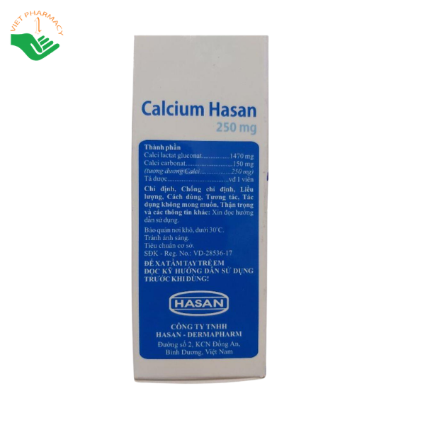 Thuốc Calcium Hasan 250mg Hasan-Dermapharm phòng ngừa và điều trị thiếu hụt calci (Hộp 1 tuýp x 12 viên) - Ảnh 4
