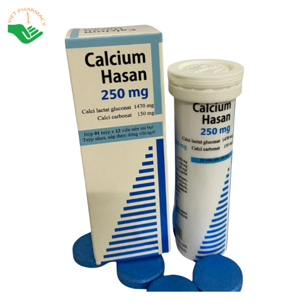Thuốc Calcium Hasan 250mg Hasan-Dermapharm phòng ngừa và điều trị thiếu hụt calci (Hộp 1 tuýp x 12 viên)