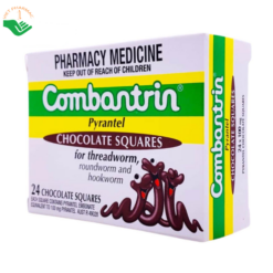 Thuốc Combantrin Chocolate Squares Johnson & Johnson điều trị nhiễm giun ký sinh đường ruột (Hộp 24 viên)