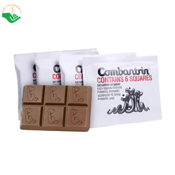 Thuốc Combantrin Chocolate Squares Johnson & Johnson điều trị nhiễm giun ký sinh đường ruột (Hộp 24 viên)