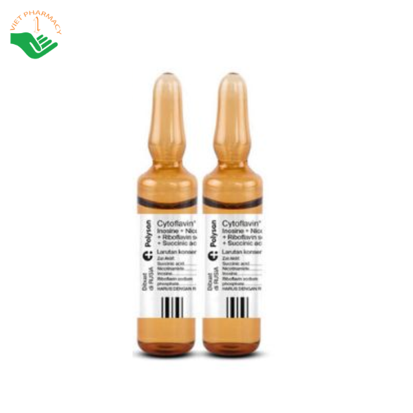 Thuốc Cytoflavin Polysan hỗ trợ điều trị rối loạn tuần hoàn não và tổn thương não (Hộp 5 ống x 10ml)