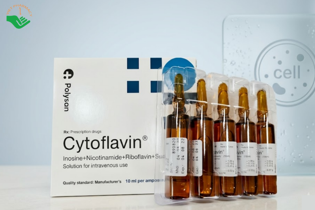 Thuốc Cytoflavin Polysan hỗ trợ điều trị rối loạn tuần hoàn não và tổn thương não (Hộp 5 ống x 10ml)