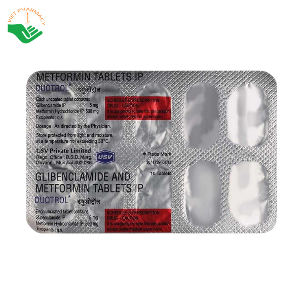 Thuốc Duotrol USV Pharma điều trị đái tháo đường type 2, kiểm soát đường huyết (Hộp 10 vỉ x 10 viên) - Ảnh 4