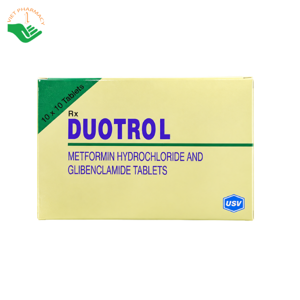 Thuốc Duotrol USV Pharma điều trị đái tháo đường type 2, kiểm soát đường huyết (Hộp 10 vỉ x 10 viên)