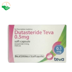 Thuốc Dutasteride Teva 0.5mg điều trị phì đại tuyến tiền liệt lành tính và giảm triệu chứng BPH (Hộp 3 vỉ x 10 viên)