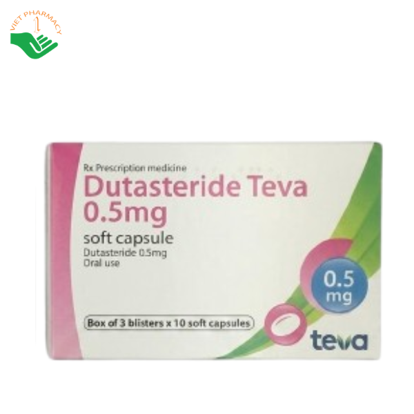 Thuốc Dutasteride Teva 0.5mg điều trị phì đại tuyến tiền liệt lành tính và giảm triệu chứng BPH (Hộp 3 vỉ x 10 viên)