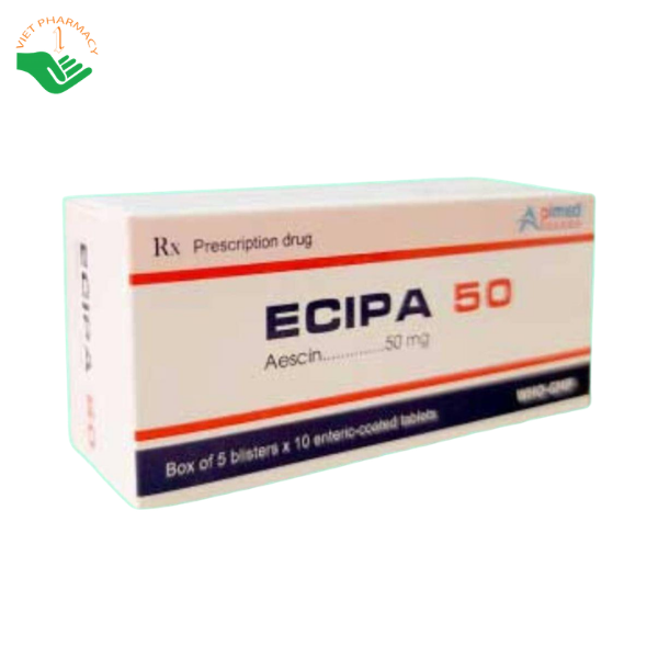 Thuốc Ecipa 50 Apimed điều trị suy giãn tĩnh mạch, bệnh trĩ (Hộp 5 vỉ x 10 viên) - Ảnh 2