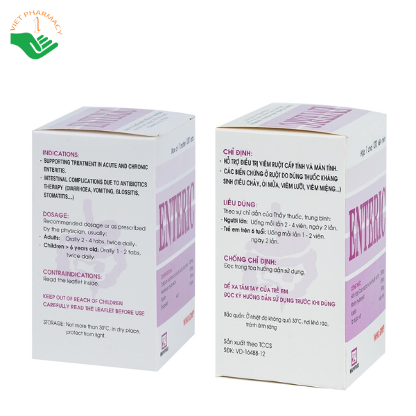 Thuốc Enteric Nadyphar hỗ trợ điều trị viêm ruột, tiêu chảy và nôn mửa do dùng kháng sinh (Hộp 100 viên)