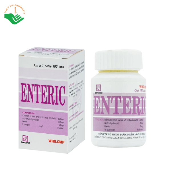Thuốc Enteric Nadyphar hỗ trợ điều trị viêm ruột, tiêu chảy và nôn mửa do dùng kháng sinh (Hộp 100 viên)
