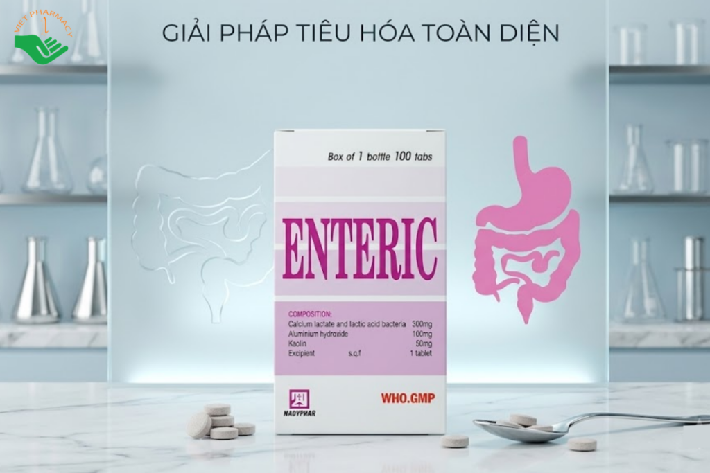 Thuốc Enteric Nadyphar hỗ trợ điều trị viêm ruột, tiêu chảy và nôn mửa do dùng kháng sinh (Hộp 100 viên)