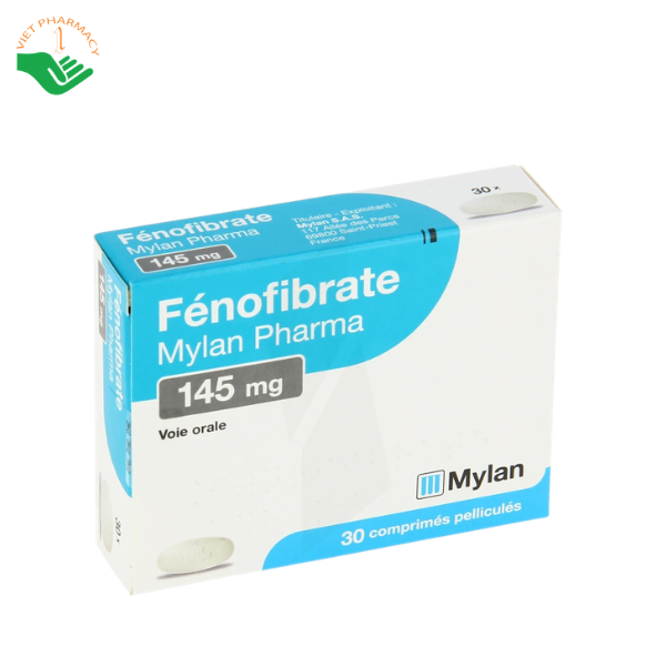 Thuốc Fenofibrate 145mg Mylan Pharma điều trị rối loạn lipid máu và giảm cholesterol (Hộp 30 viên)