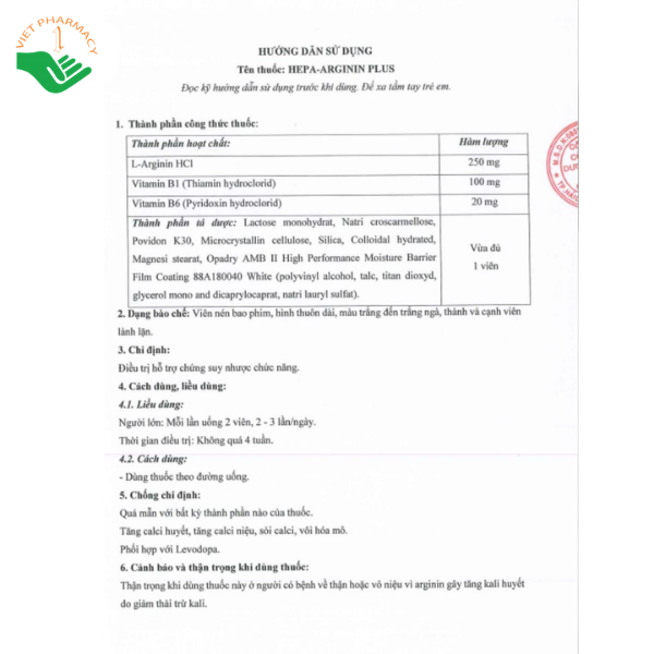 Thuốc Hepa-Arginin Plus HDPHARMA điều trị hỗ trợ chứng suy nhược chức năng (Hộp 6 vỉ x 10 viên) - Ảnh 5