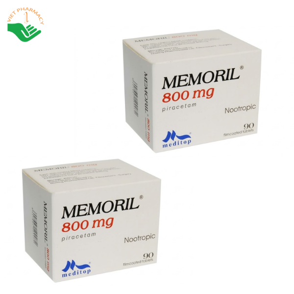 Thuốc Memoril 800mg Meditop hỗ trợ cải thiện chức năng não, tăng cường trí nhớ và giảm chóng mặt (Hộp 9 vỉ x 10 viên)