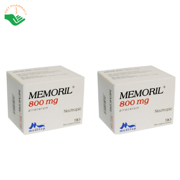 Thuốc Memoril 800mg Meditop hỗ trợ cải thiện chức năng não, tăng cường trí nhớ và giảm chóng mặt (Hộp 9 vỉ x 10 viên)