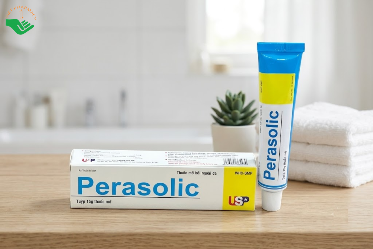 Thuốc mỡ Perasolic điều trị viêm da, vảy nến và các bệnh da tăng sừng (Tuýp 15g)