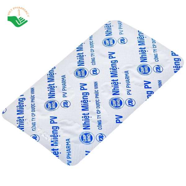 Thuốc Nhiệt Miệng PV Dược Phúc Vinh hỗ trợ thanh nhiệt (Hộp 5 vỉ x 10 viên)