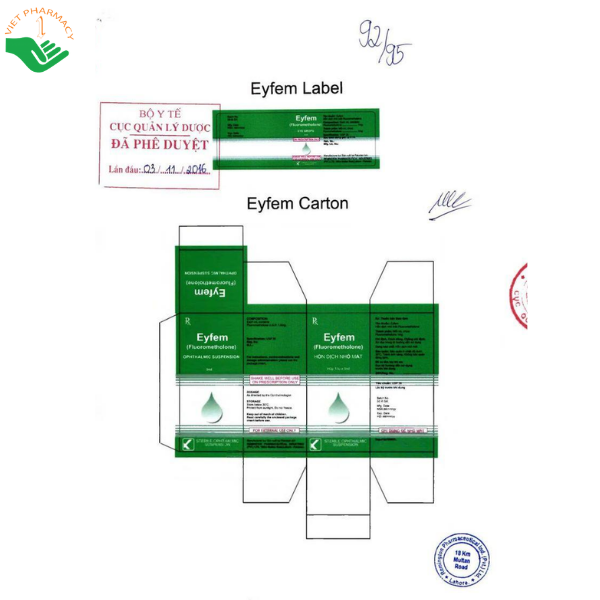 Thuốc nhỏ mắt Eyfem Remington Pharma điều trị viêm mắt đáp ứng với corticosteroid (Hộp 1 lọ 5ml)