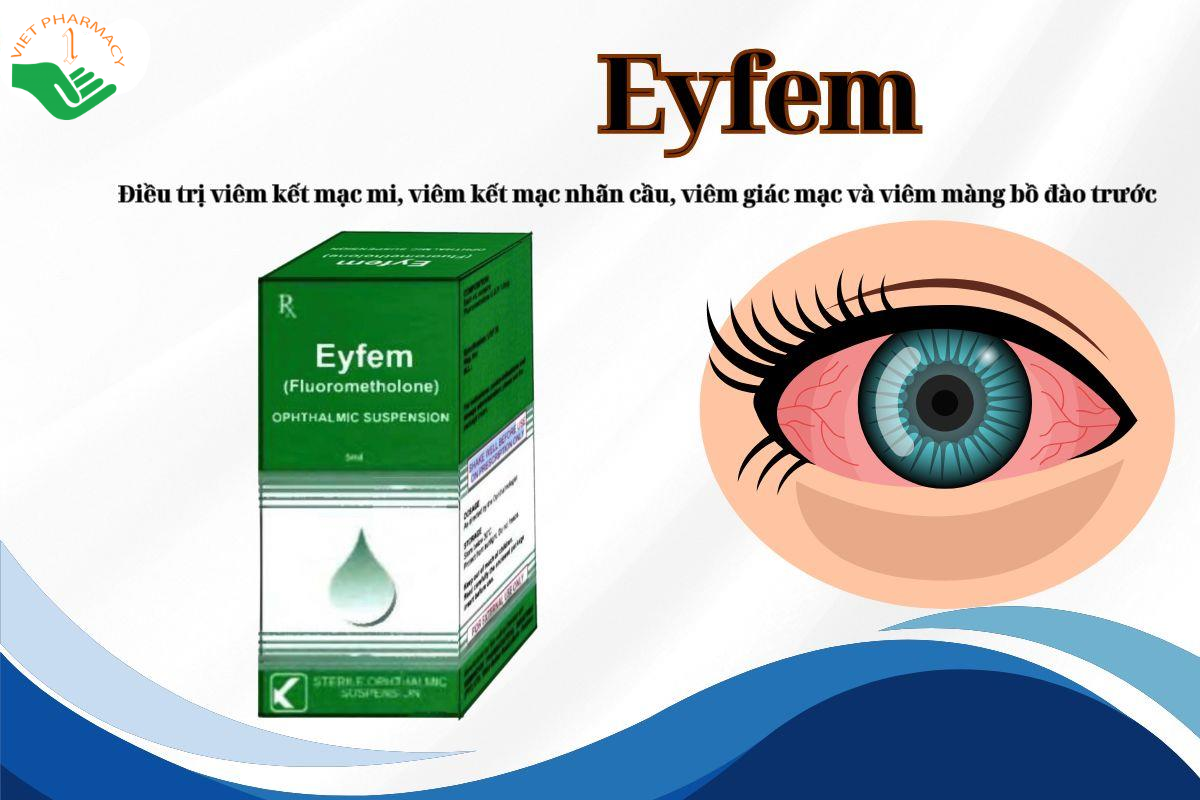 Thuốc nhỏ mắt Eyfem Remington Pharma điều trị viêm mắt đáp ứng với corticosteroid (Hộp 1 lọ 5ml)