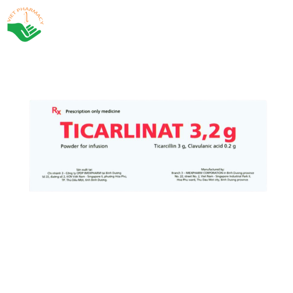 Thuốc Ticarlinat 3,2g Imexpharm điều trị nhiễm khuẩn do vi khuẩn nhạy cảm (Hộp 10 lọ x 3,2g) - Ảnh 2