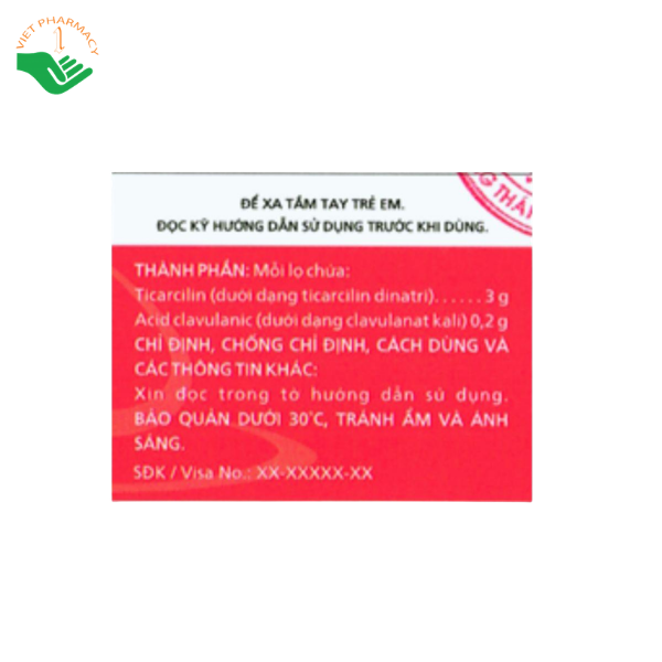 Thuốc Ticarlinat 3,2g Imexpharm điều trị nhiễm khuẩn do vi khuẩn nhạy cảm (Hộp 10 lọ x 3,2g) - Ảnh 3