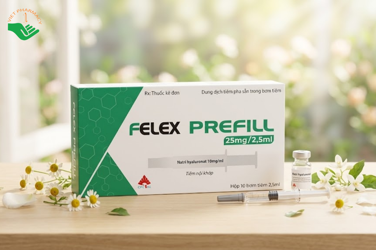 Thuốc tiêm Felex Prefill 10mg CPC1 Hà Nội hỗ trợ điều trị viêm khớp gối, viêm quanh khớp vai (Hộp 10 bơm tiêm x 2,5ml)