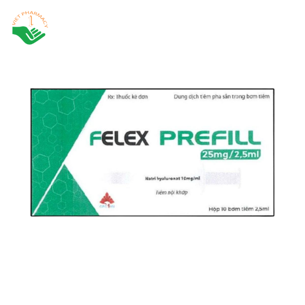Thuốc tiêm Felex Prefill 10mg CPC1 Hà Nội hỗ trợ điều trị viêm khớp gối, viêm quanh khớp vai (Hộp 10 bơm tiêm x 2,5ml)