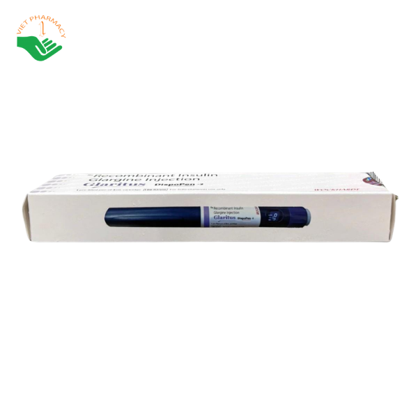 Thuốc tiêm Glaritus 100IU/ml Wockhardt hỗ trợ kiểm soát đường huyết cho người bệnh tiểu đường (Hộp 1 bút tiêm 3ml)